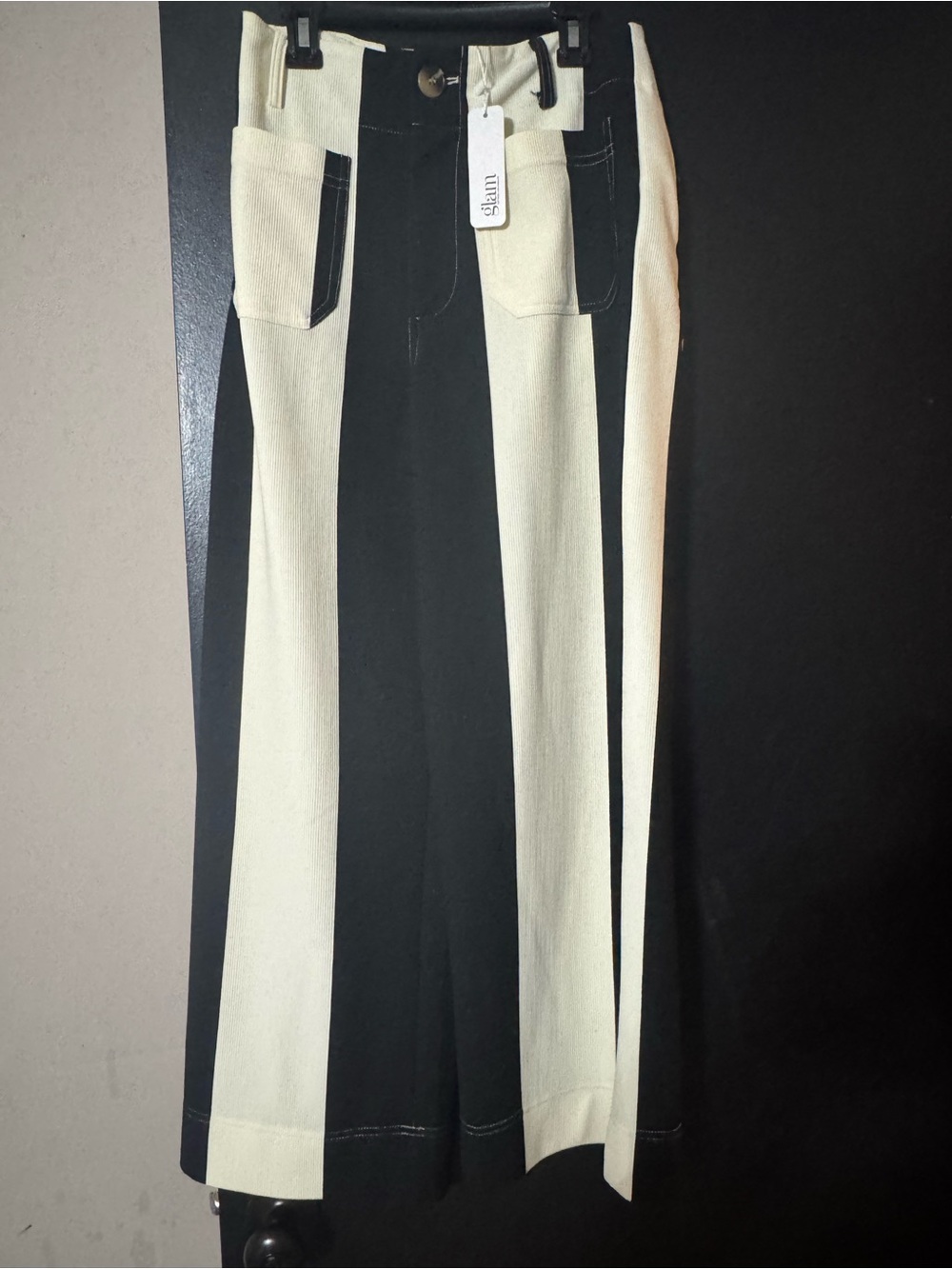 Women’s  Two-Tone Black and Cream Wide-Leg Pants